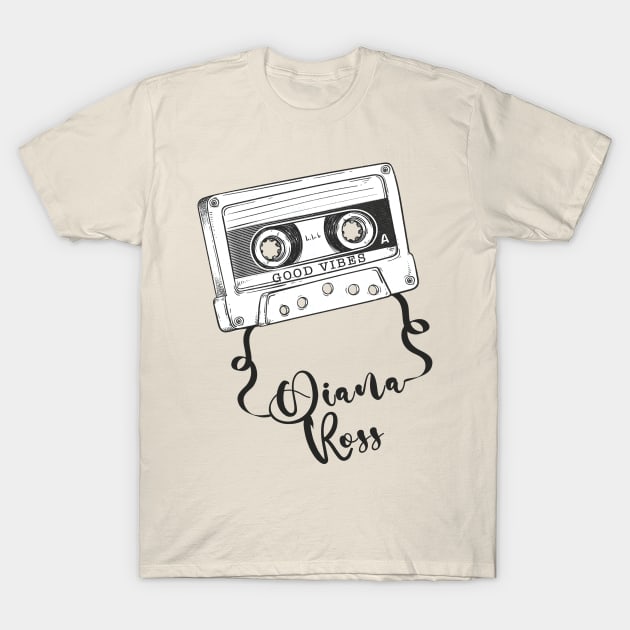 Good Vibes Diana Ross // Retro Ribbon Cassette T-Shirt by Stroke Line